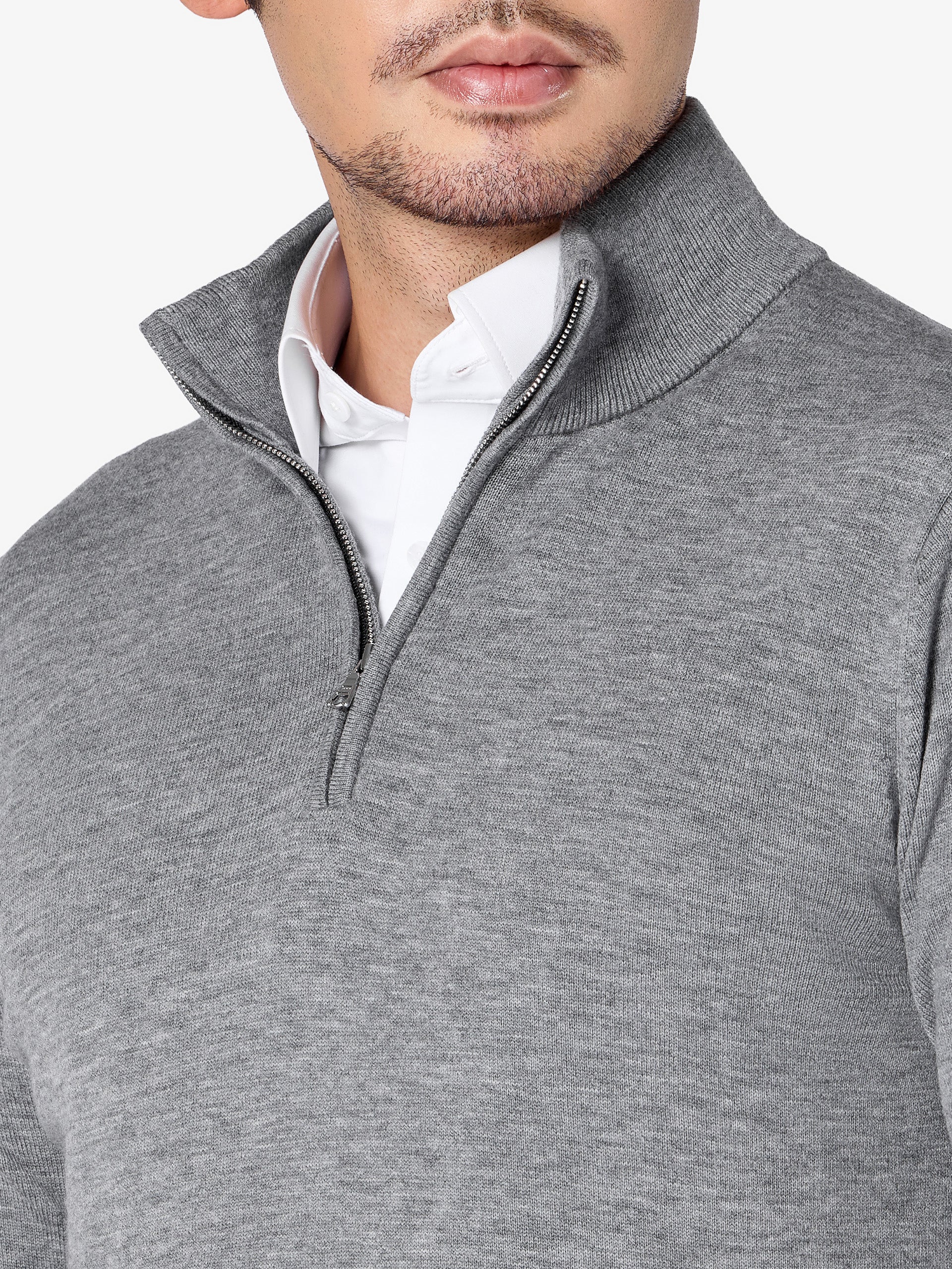 xSweater Merino Half-Zip Midweight - Light Grey - Image 3