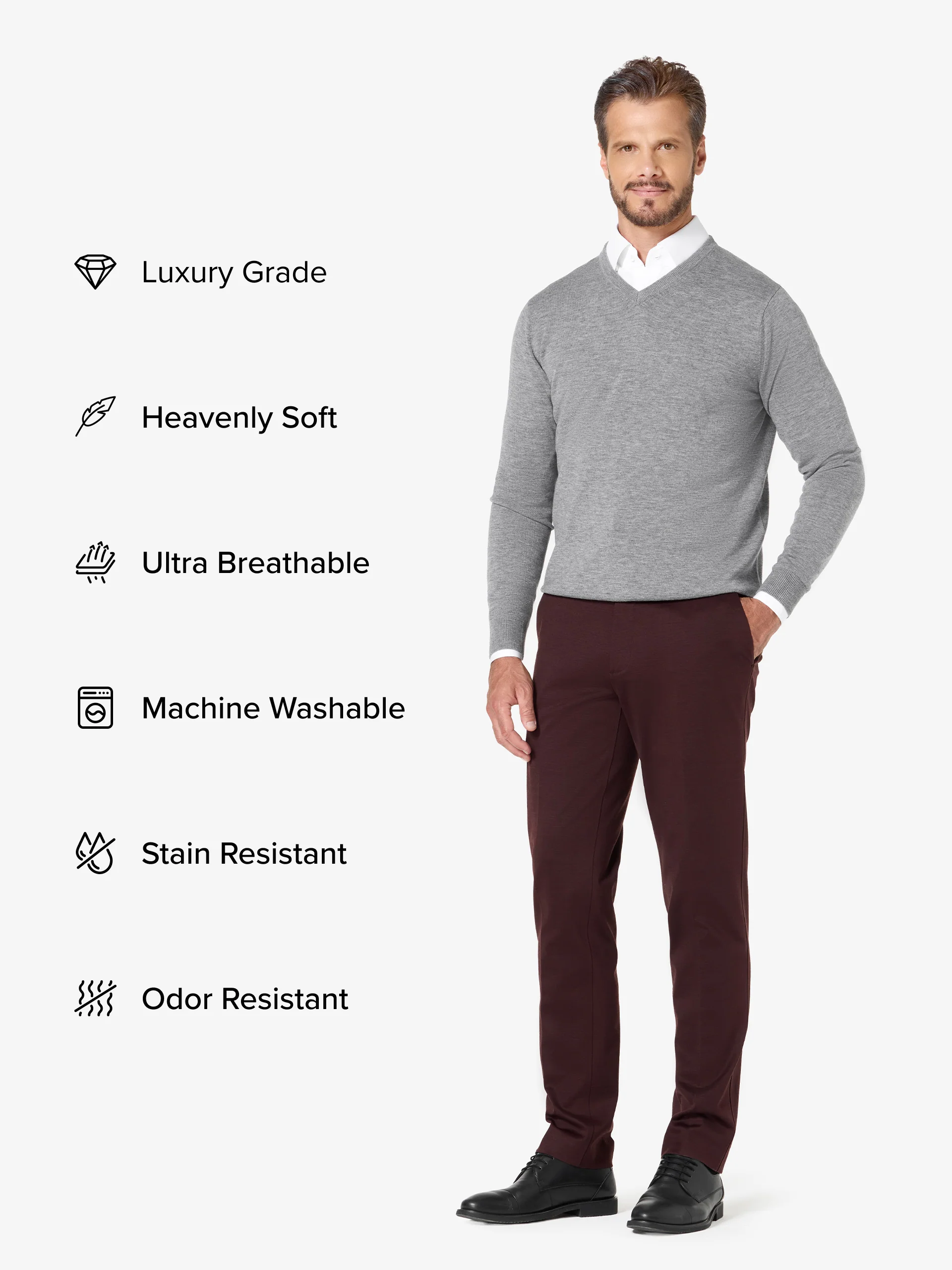 xSweater Merino V-Neck Midweight - Light Grey - Image 2
